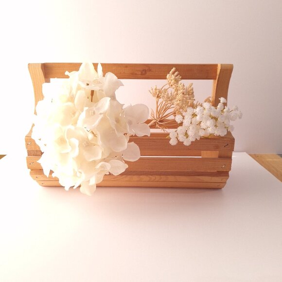 Natural Wooden Crate Basket| Organizer| Storage Caddy| Country Rustic Decor - Picture 2 of 4